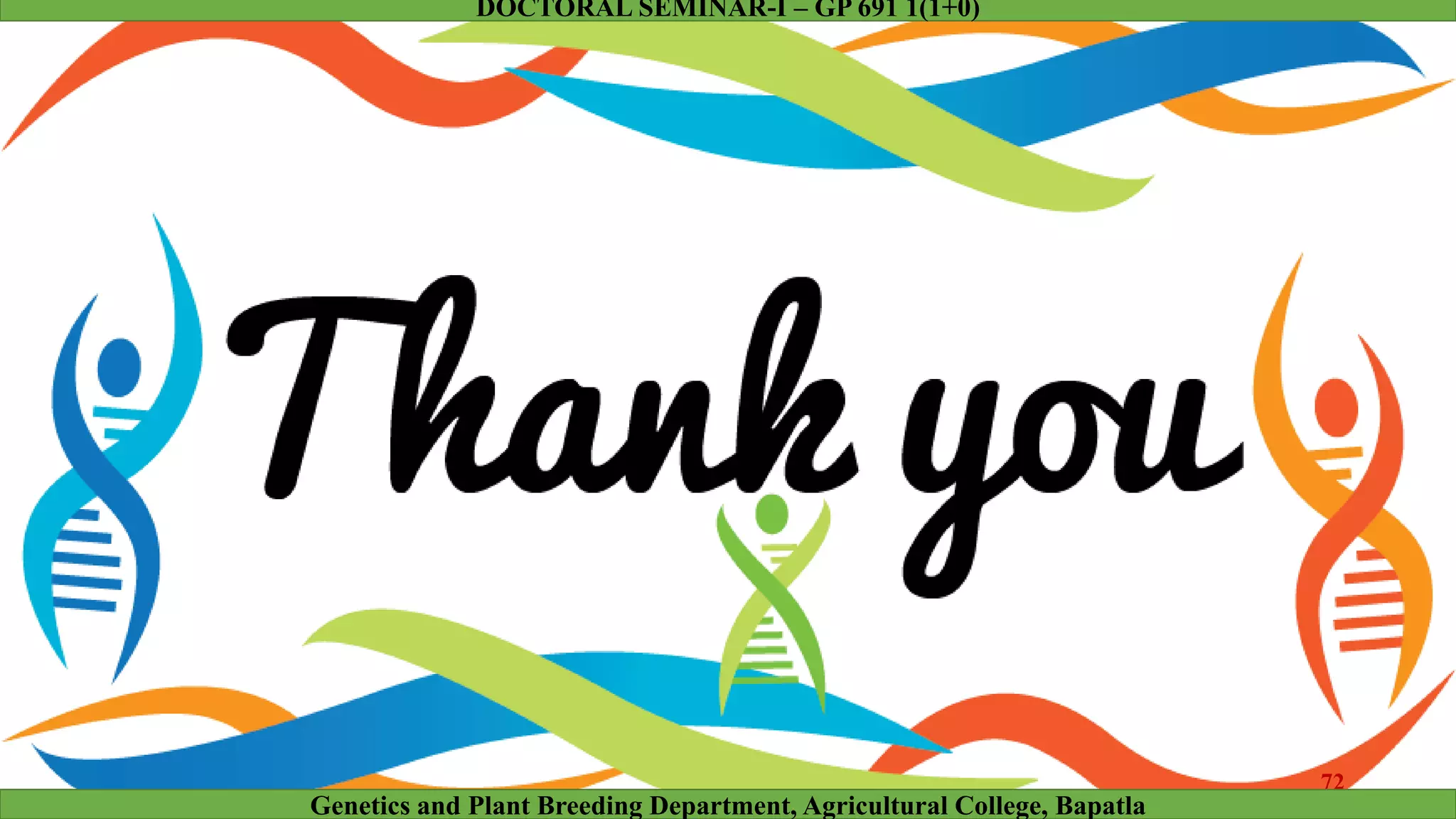 72
Genetics and Plant Breeding Department, Agricultural College, Bapatla
DOCTORAL SEMINAR-I – GP 691 1(1+0)
 