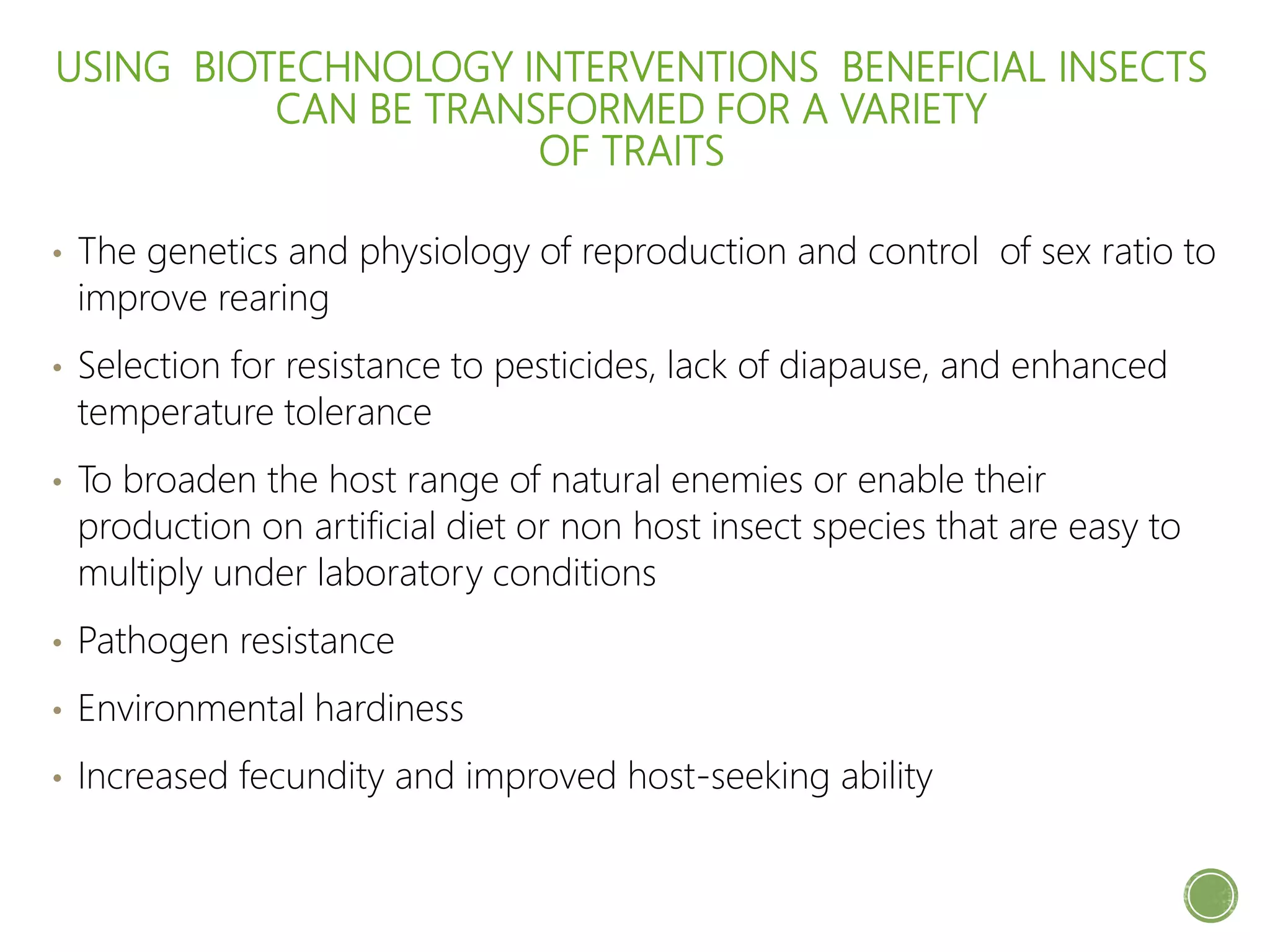 Insects Multiplying Genetic improvement of natural enemies | PPTX