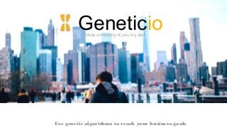 GeneticioMake something of your big data
Use genetic algorithms to reach your business goals
 