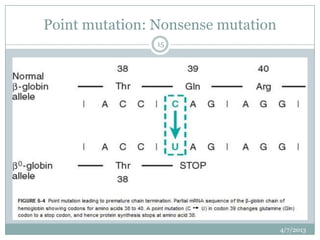 Point mutation: Nonsense mutation
                15




                                    4/7/2013
 