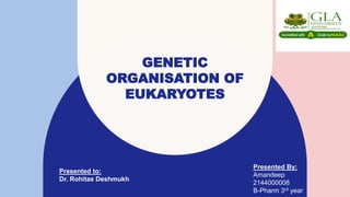 GENETIC
ORGANISATION OF
EUKARYOTES
Presented By:
Amandeep
2144000008
B-Pharm 3rd year
Presented to:
Dr. Rohitas Deshmukh
 