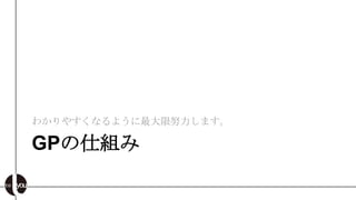 わかりやすくなるように最大限努力します。

GPの仕組み
 
