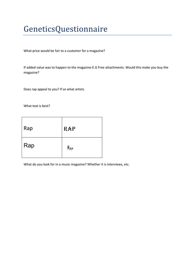 Genetic, questionnaire | DOCX
