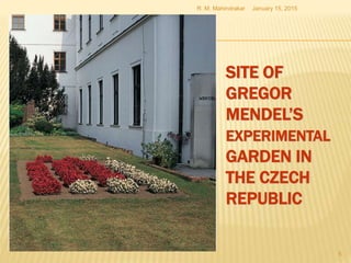 SITE OF
GREGOR
MENDEL’S
EXPERIMENTAL
GARDEN IN
THE CZECH
REPUBLIC
January 15, 2015R. M. Mahindrakar
5
 