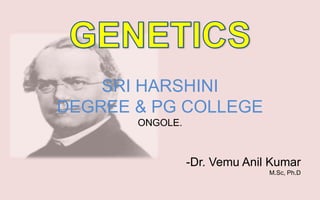 SRI HARSHINI
DEGREE & PG COLLEGE
ONGOLE.
-Dr. Vemu Anil Kumar
M.Sc, Ph.D
 