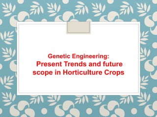 Genetic Engineering:
Present Trends and future
scope in Horticulture Crops
 