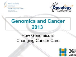 Genomics and Cancer
2013
How Genomics is
Changing Cancer Care

 