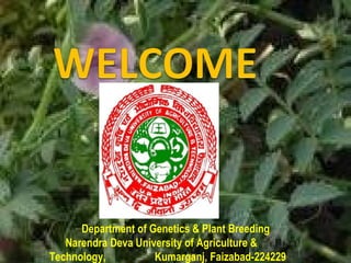 Department of Genetics & Plant Breeding
Narendra Deva University of Agriculture &
Technology, Kumarganj, Faizabad-224229
 