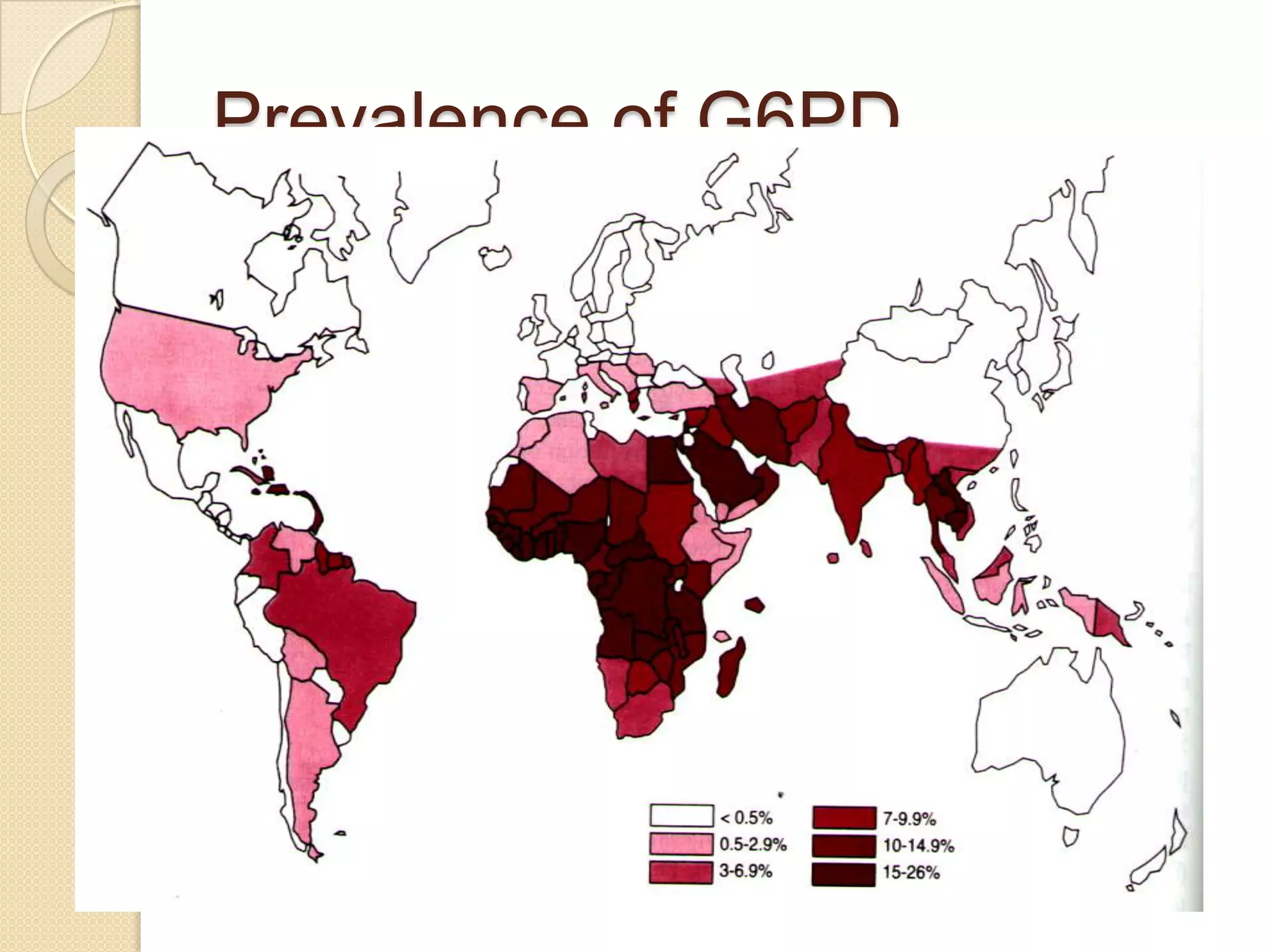 Prevalence of G6PD
 