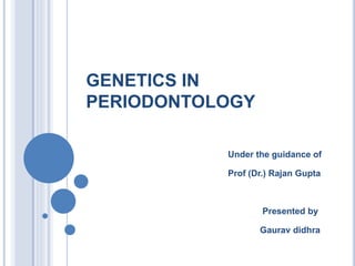 GENETICS IN
PERIODONTOLOGY
Under the guidance of
Prof (Dr.) Rajan Gupta
Presented by
Gaurav didhra
 