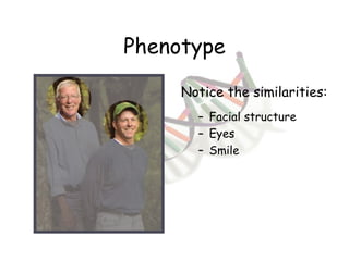Phenotype Facial structure Eyes Smile Notice the similarities: 