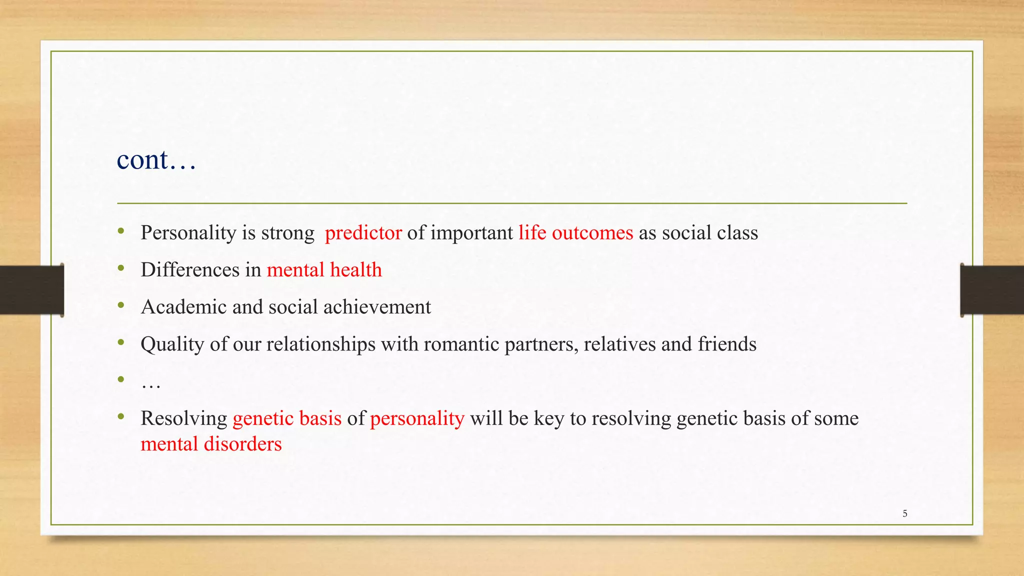 Genetics of personality | PPTX