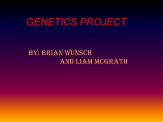 GENETICS PROJECT By: Brian Wunsch 				and Liam McGrath 
