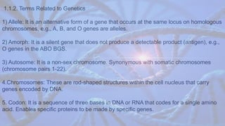 Introduction genetics unit 01 bsc nursing | PDF