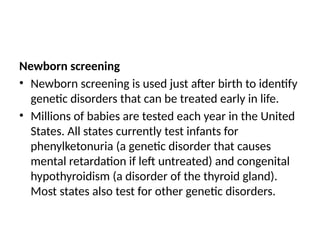 Types of genetic testing for undergraudate nurses | PPTX