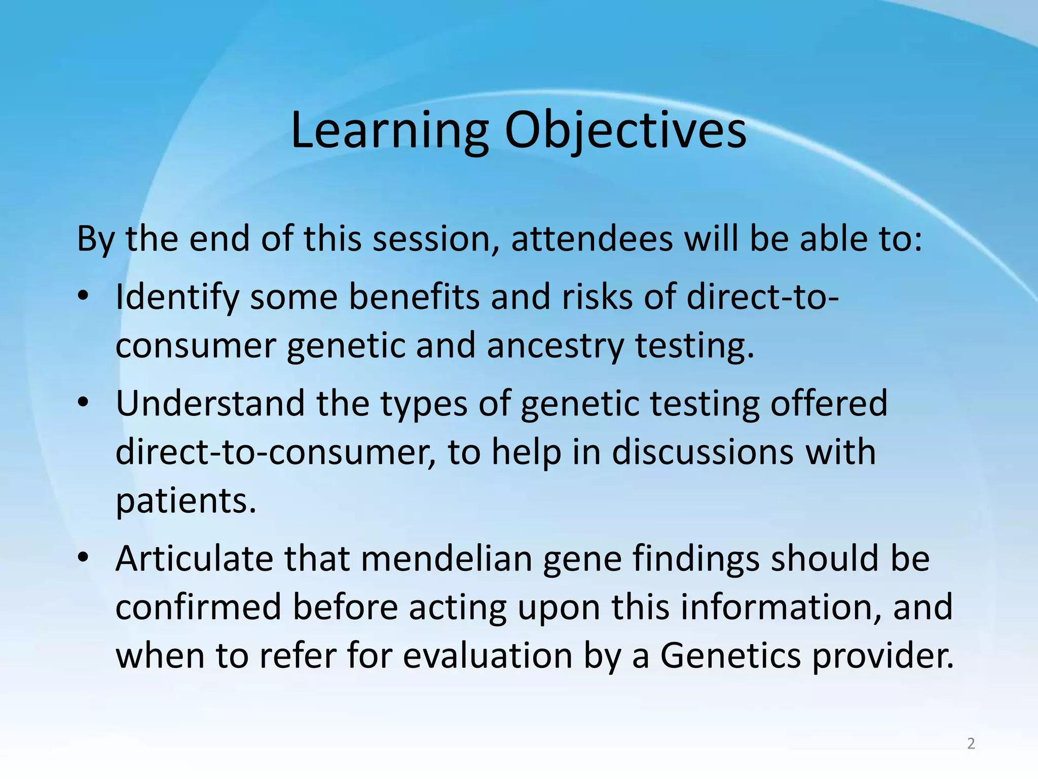 Direct to Consumer Test and Ancestry Testing - March 14, 2023 | PPTX