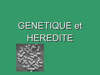 GENETIQUE et HEREDITE 