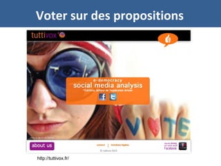 Voter sur des propositions
http://tuttivox.fr/
 
