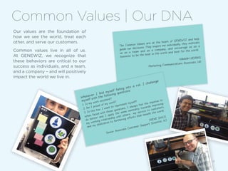 Our values are the foundation of
how we see the world, treat each
other, and serve our customers.
Common values live in al...