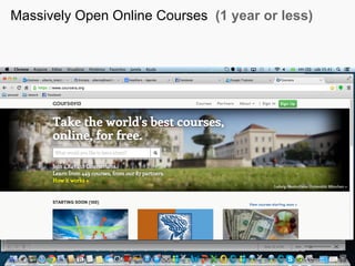 Massively Open Online Courses (1 year or less)
 