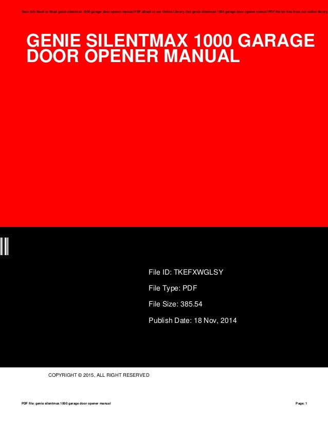 How To Program Garage Door Opener Genie Silentmax 1000