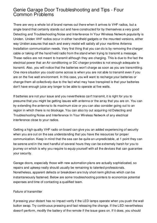 Genie Garage Door Troubleshooting And Tips Four Common