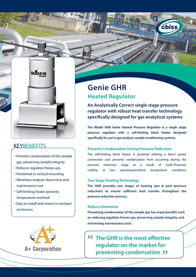 Genie ghr heated pressure regulator datasheet