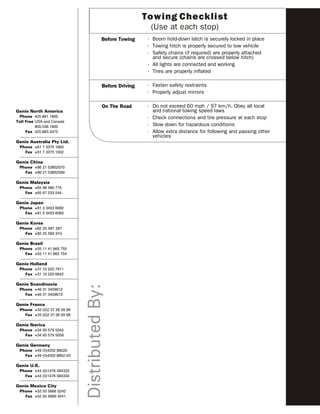 Towing Checklist
                                                              (Use at each stop)
                        ...