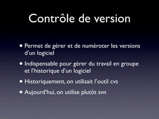 Boîte noire
• Conforme à l’encapsulation d’un objet
 • Privilégie l’interface sur l’implémentation
• Principes d’oracles
 • Permettent de déterminer si un test s’effectue
    correctement ou non

 • Ont souvent besoin de données internes aux classes
   •   On met en place des indicateurs (sous forme de méthodes)
       spéciﬁquement pour les tests
 