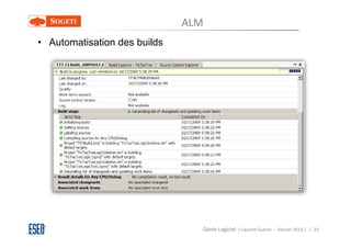 ALM
• Automatisation des builds




                                Génie Logiciel ( Laurent Guérin - Février 2013 ) | 23
 