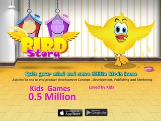 0.5 Million
Loved by Kids
Kids Games
Assisted in end to end product development Concept , Development, Publishing and Marketing
 