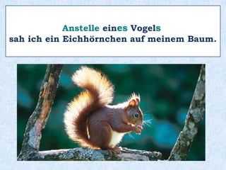 Ausnahme : ns-Deklination
maskuline Nomen
+ Plural mit -n:
Nom der Name
Akk den Namen
Gen des Namens
Dat dem Namen
 