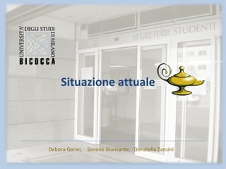 Situazione attuale




Debora Gerini, Simone Giansante, Donatella Tansini
 