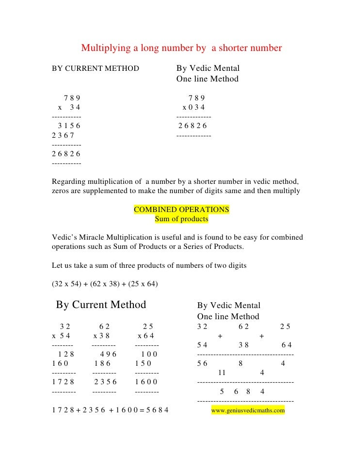 Genius Vedic Maths Tutorials or Lessons