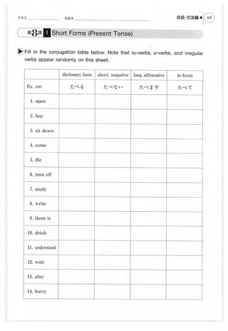 Genki Worksheets.pdf Genki 1 Workbook | PDF