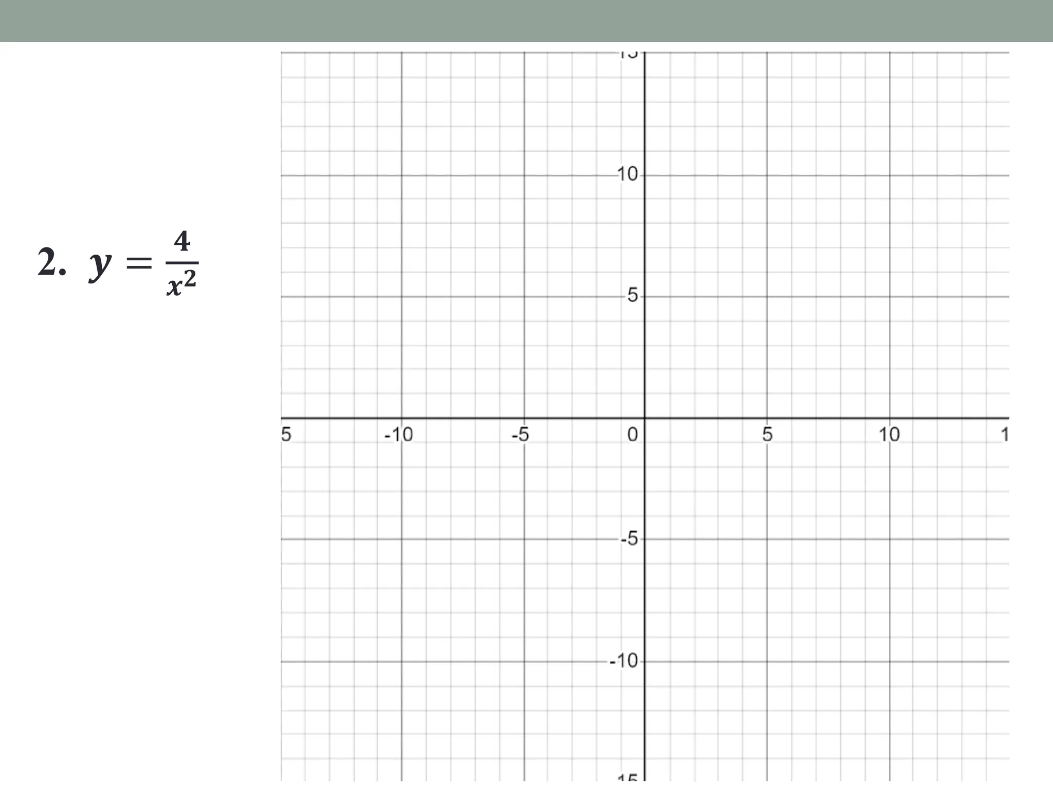 2. 𝒚 =
𝟒
𝒙𝟐
 