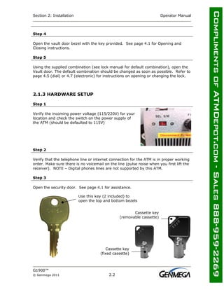Genmega Bezel Lock Genmega g1900-atm-owners-manual | PDF
