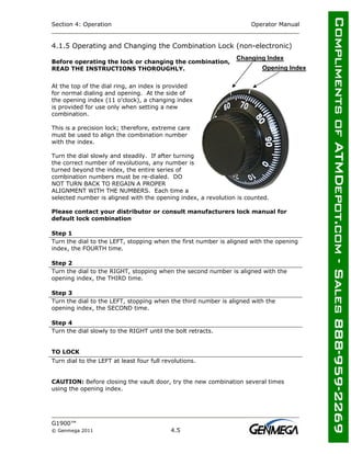 Genmega Bezel Lock Genmega g1900-atm-owners-manual | PDF
