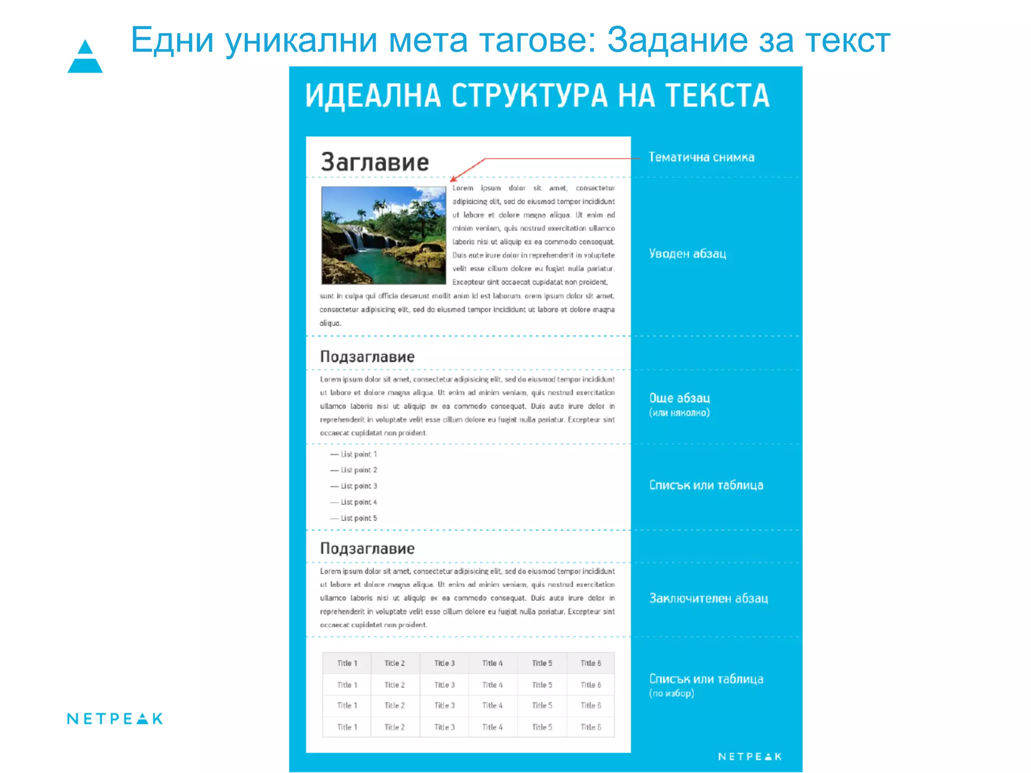 Едни уникални мета тагове: Задание за текст
 