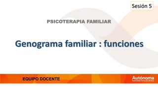 Genograma familiar : funciones
PSICOTERAPIA FAMILIAR
Sesión 5
EQUIPO DOCENTE
 