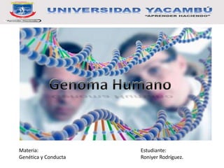 Estudiante:
Roniyer Rodríguez.
Materia:
Genética y Conducta
 