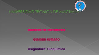 CARRERA DE ENFERMERIA
GENOMA HUMANO

Asignatura: Bioquímica

 