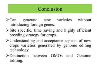 Genome editing technology future dynamic for crop improvement | PPTX