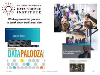 02/14/18 UVA Genome Sciences 24
Working across the grounds
to break down traditional silos
 