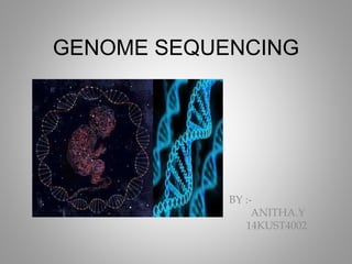 GENOME SEQUENCING
BY :-
ANITHA.Y
14KUST4002
 
