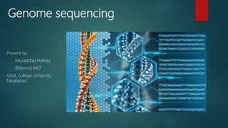 Genome sequencing
Present by:
Musaddaq Hafeez
BS(hons) MLT
Govt. college university
Faisalabad
 