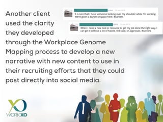 The Platform includes analytical
tools with which you can make
targeted comparisons – on the fly -
by pretty much any segment,
section, or cross-section of your
organization.
We measure the effectiveness of
your Workplace Genome; through
the Employee Net Promoter Score,
we establish a benchmark for how
your employees really feel about
how you really work.
ANALYZE
 