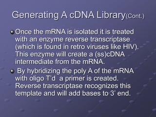 Genomic and cDNA Libraries.ppt | Biological Sciences | Science