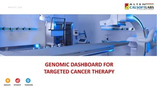 INNOVATE INTEGRATE TRANSFORM
March 31, 2016
GENOMIC DASHBOARD FOR
TARGETED CANCER THERAPY
 