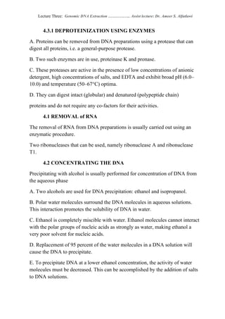 Whole Genomic DNA extraction lecture | PDF